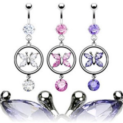 Toptan kelebek sarkık göbek halkaları ile daire