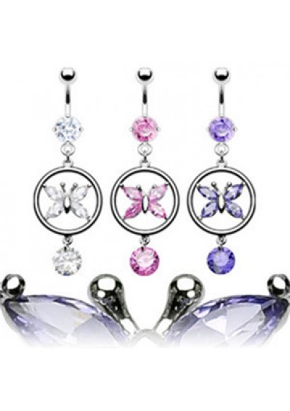 Toptan kelebek sarkık göbek halkaları ile daire