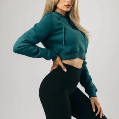 2022 özel kırpılmış hoodie kalın uzun kollu kazak kadın fitness egzersiz jumper hoodies 2022 özel kırpılmış hoodie kalın uzun kollu kazak kadın fitness egzersiz jumper hoodies